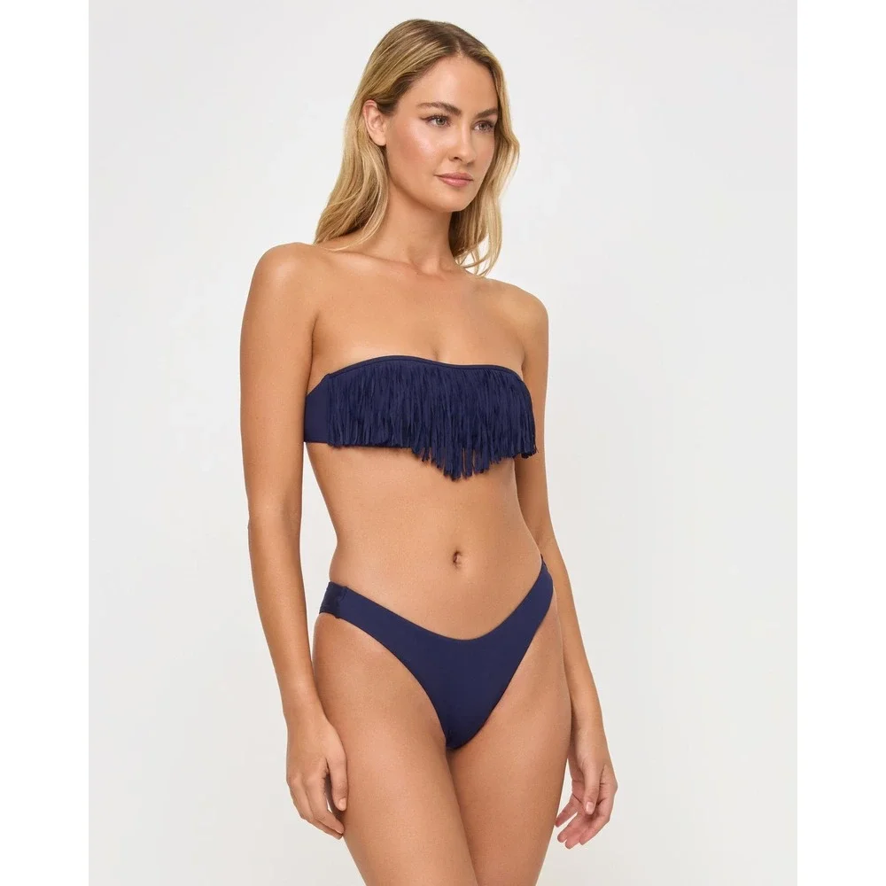 NEW L*Space Rocky Bikini Bottom Sensual Solid Midnight Blue Large Summer Beach
